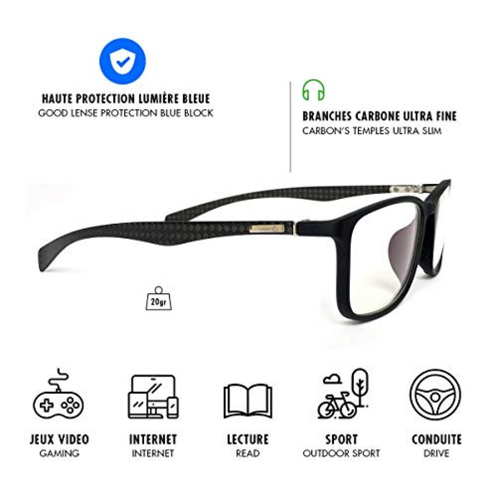Lunettes Anti-lumière Bleue Rétro - Monture Métal Noir - Verres Acrylique - Neuf Avec étiquettes
